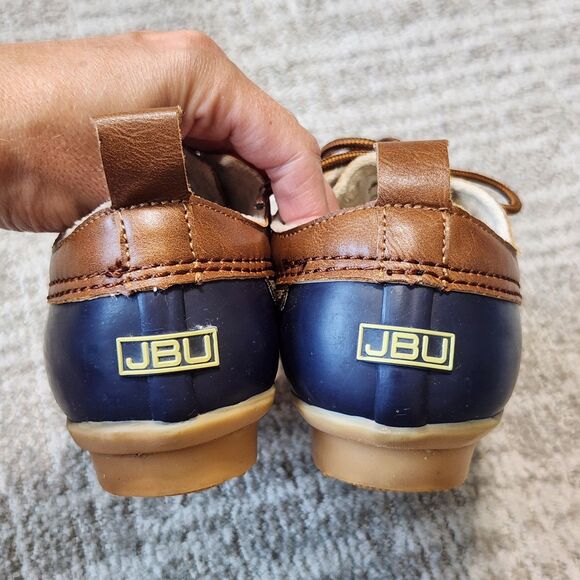 JBU by Jambu women's Glenda waterproof duck boot low top brown blue size 7 - Picture 7 of 10